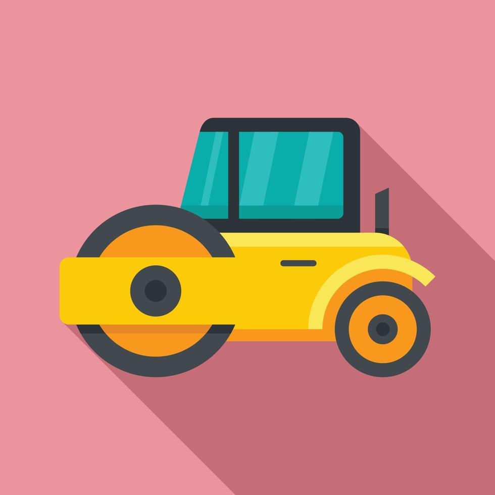 Modern road roller icon, flat style vector
