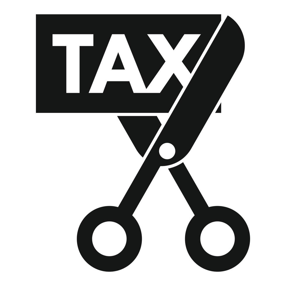 Scissors cut tax icon, simple style vector