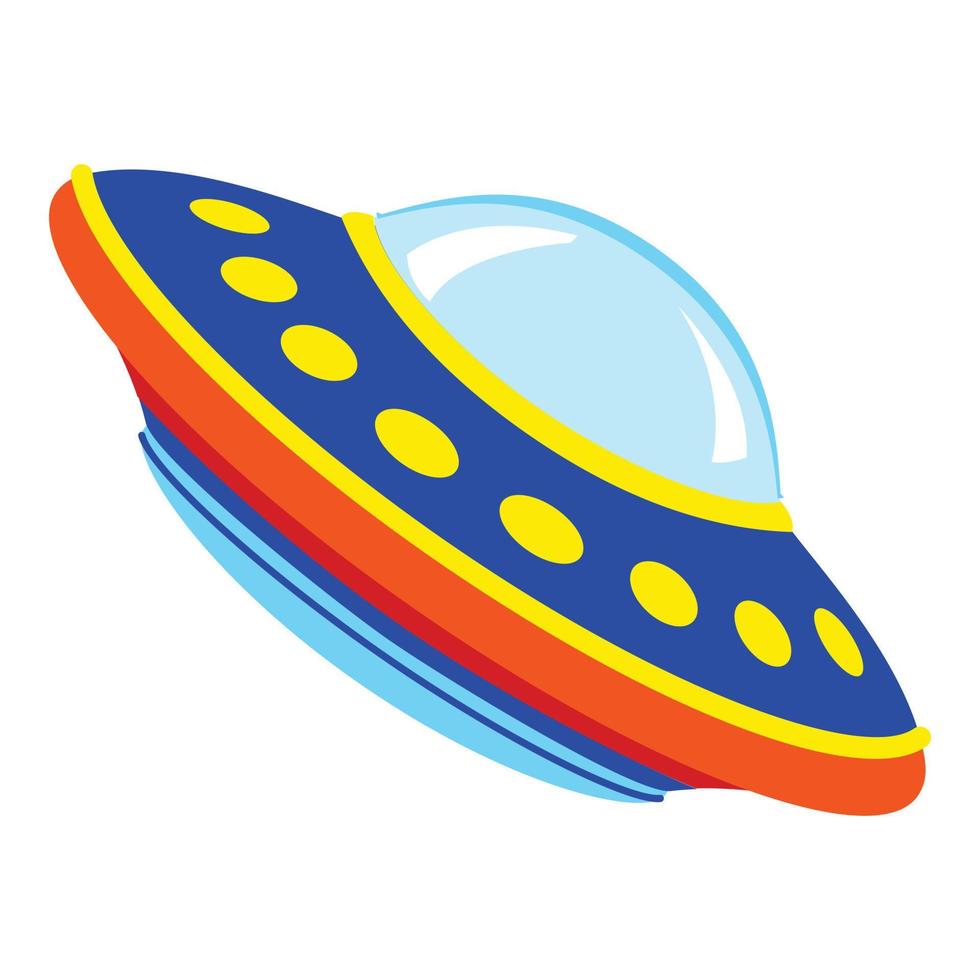 Ufo spaceship icon, cartoon style vector