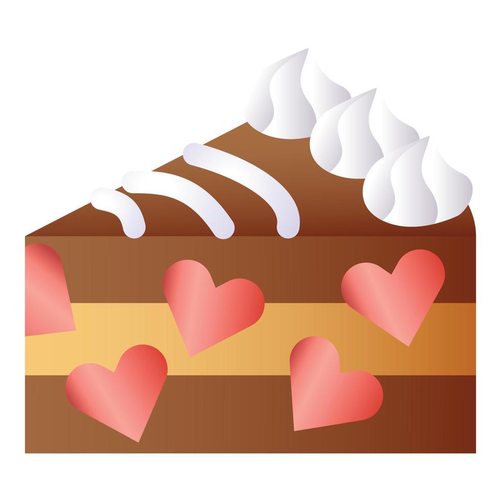 Heart birthday cake icon, cartoon style vector