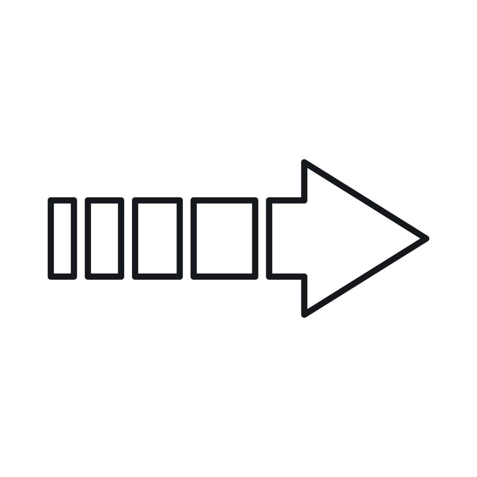 Right arrow of broken line icon, outline style vector