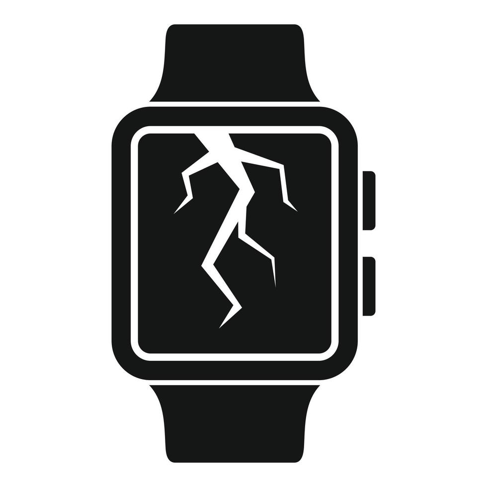 icono de reparación de reloj inteligente con pantalla de grietas, estilo simple vector