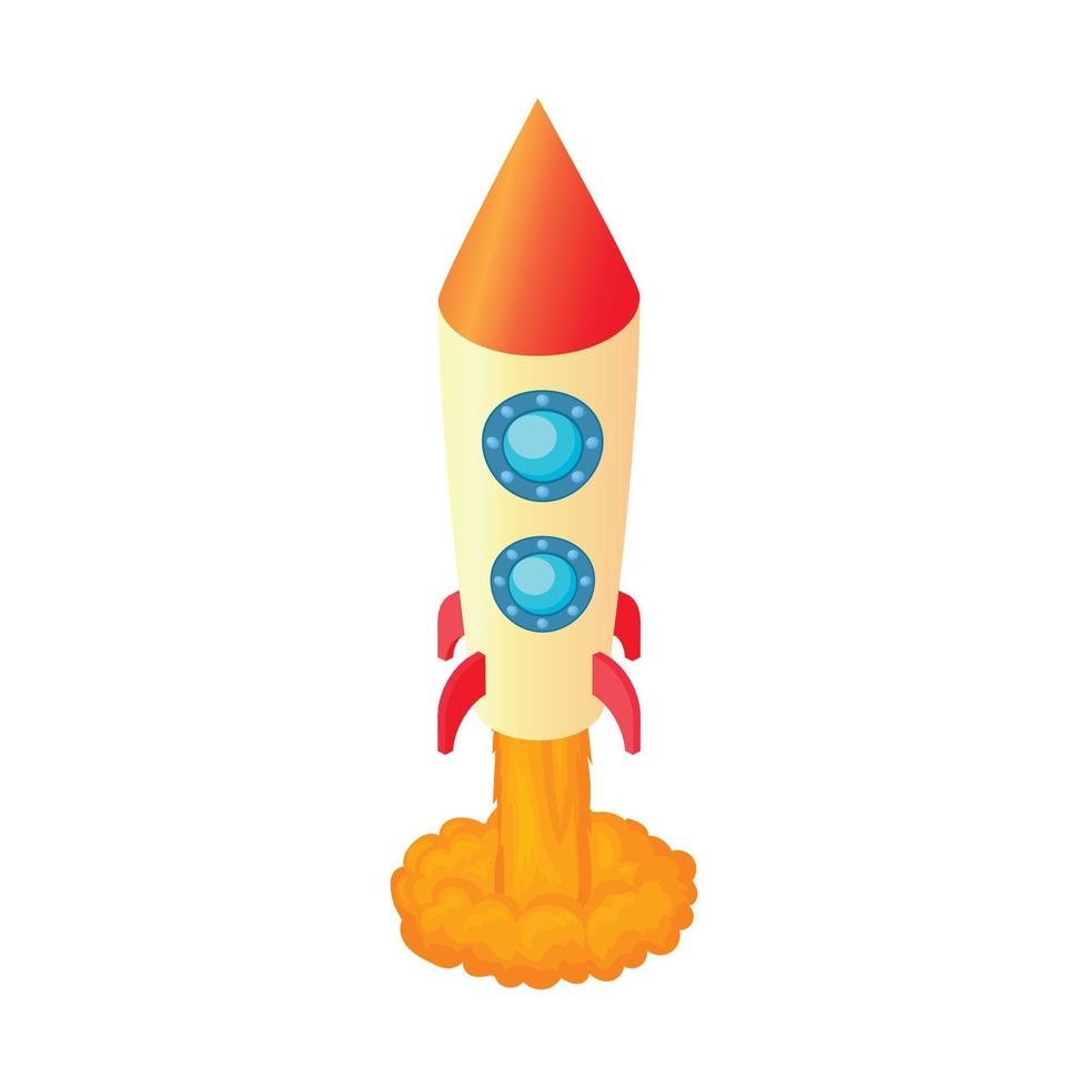 Rocket for space flight icon, cartoon style vector