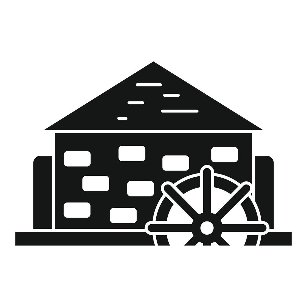 icono de molino de agua antiguo, estilo simple vector