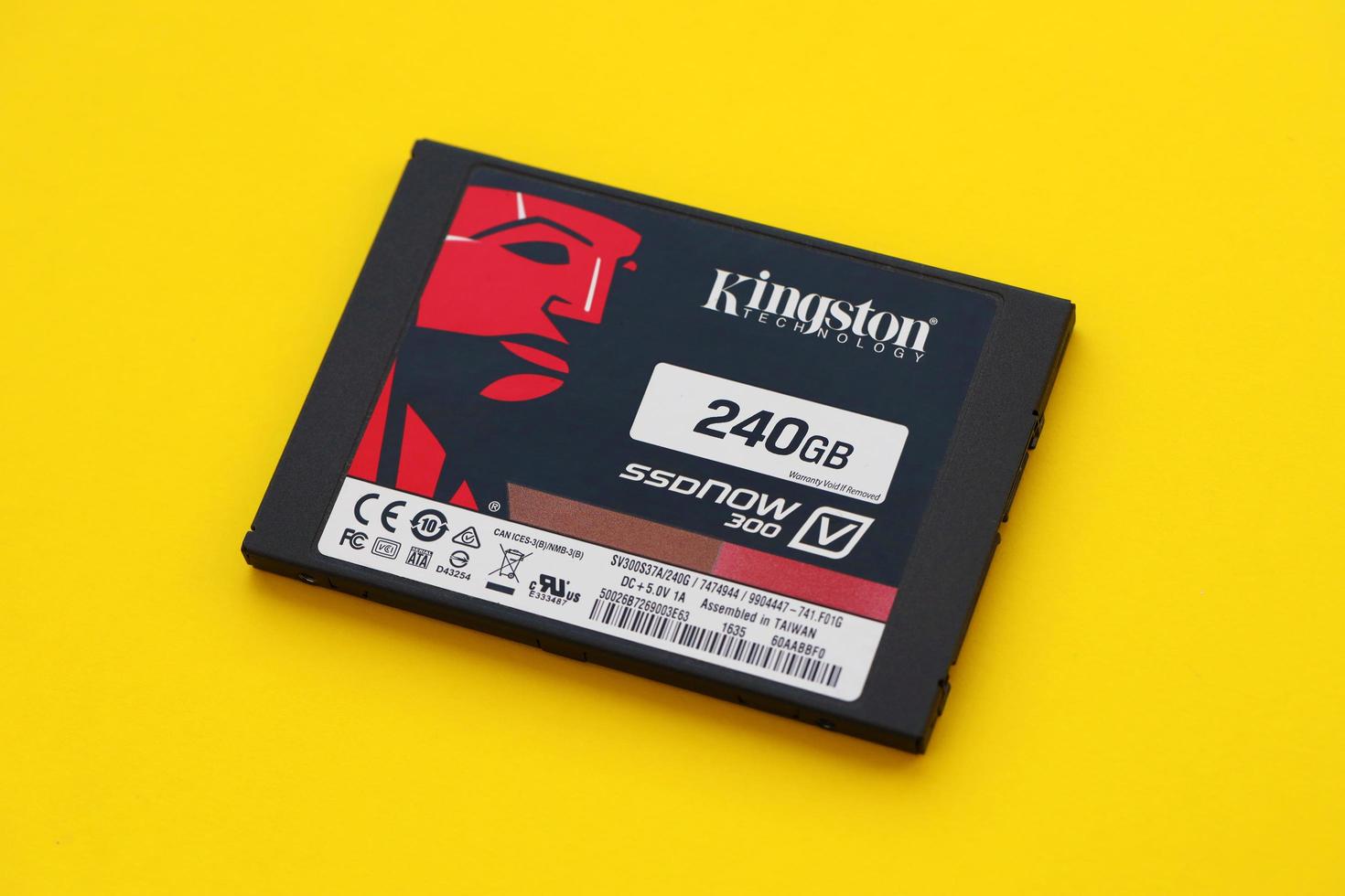 TERNOPIL, UKRAINE - JUNE 20, 2022 Kingston ssdNOW 300 SSD solid state drive storage 240gb assembled in Taiwan under the Kingston Technology Corporation photo