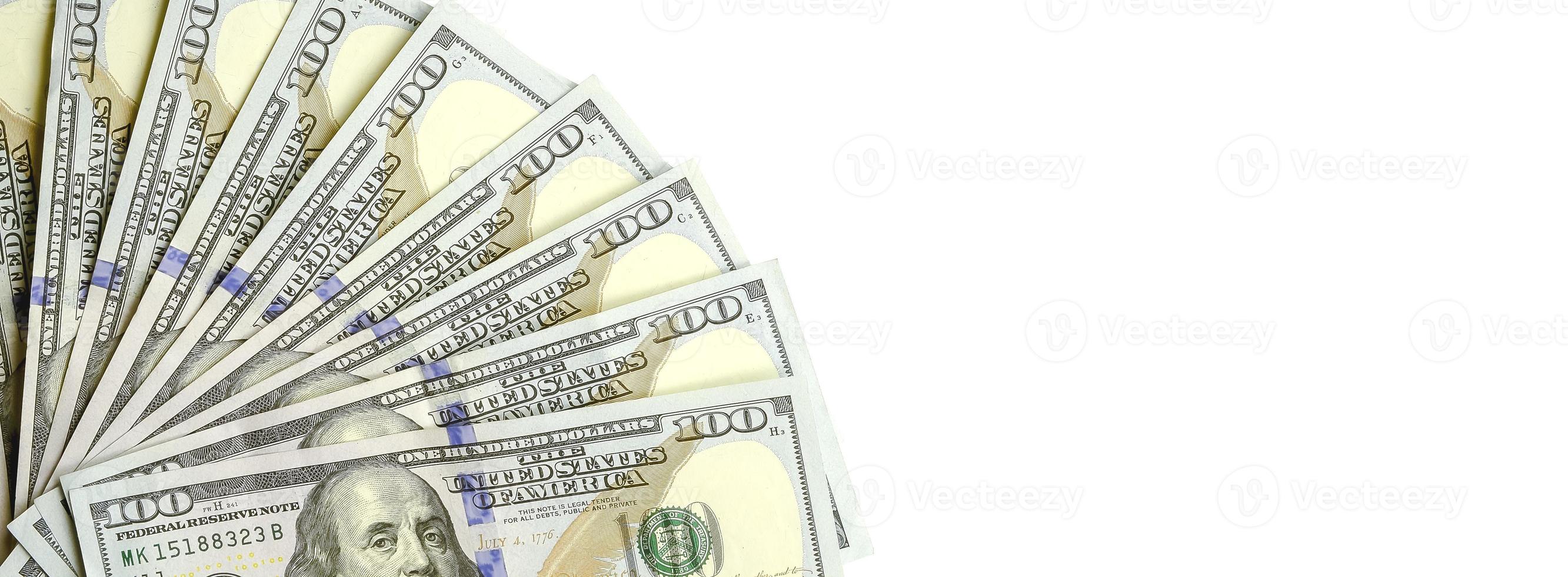 Dollar bills. American money isolated on white with copy space photo