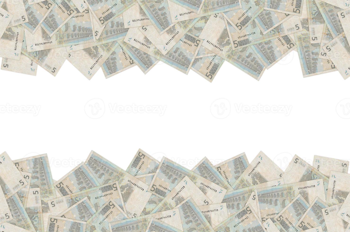 Pattern part of 5 euro banknote close-up with small brown details photo