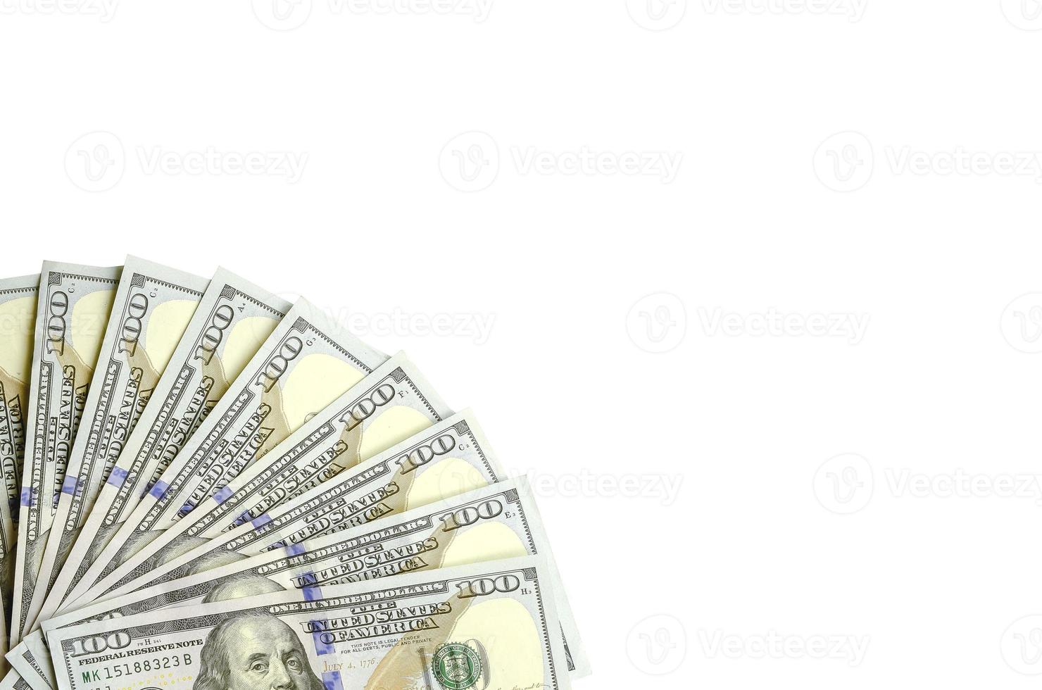 Dollar bills. American money isolated on white with copy space photo