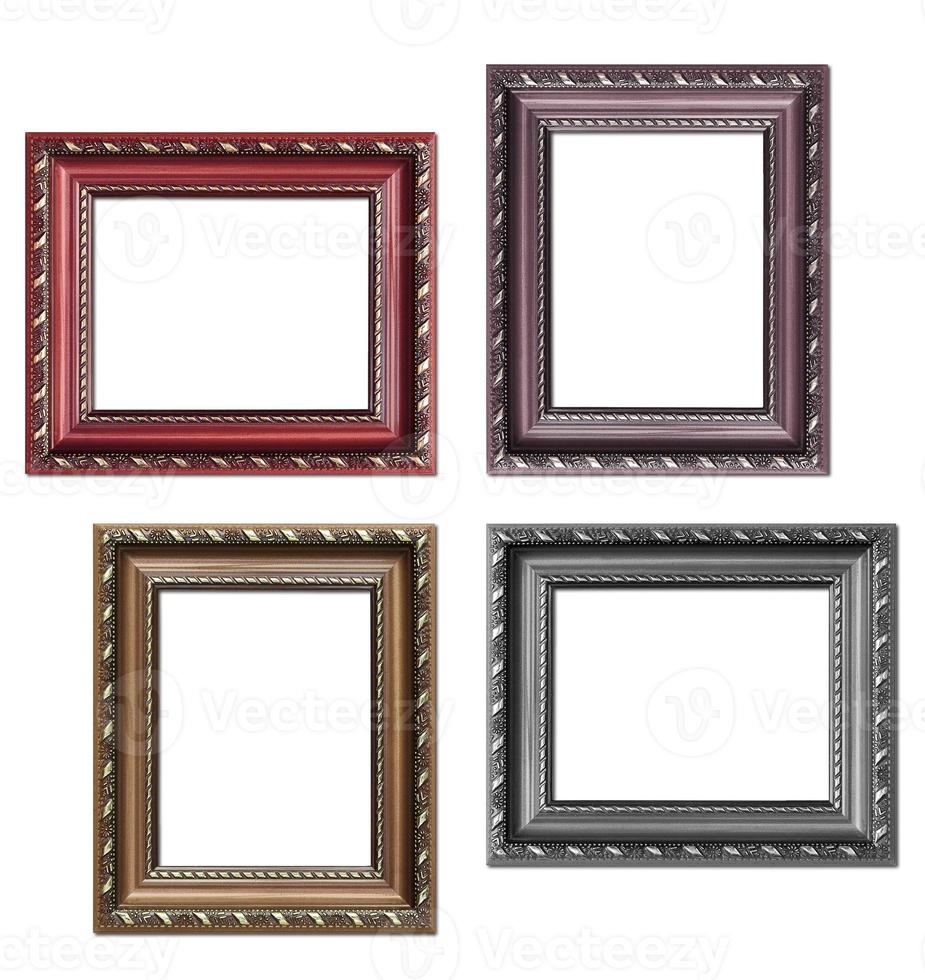 Set of empty picture frames with free space inside, isolated on white photo