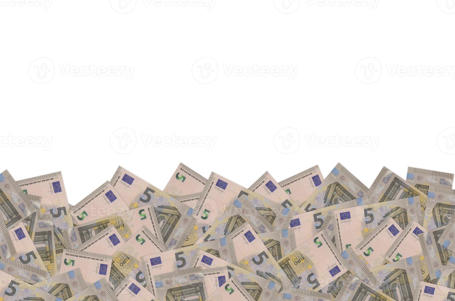 Pattern part of 5 euro banknote close-up with small brown details photo