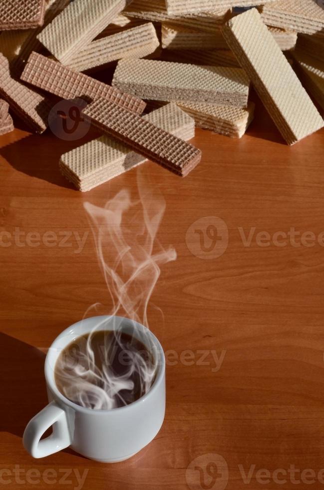 Coffee cup and waffels photo