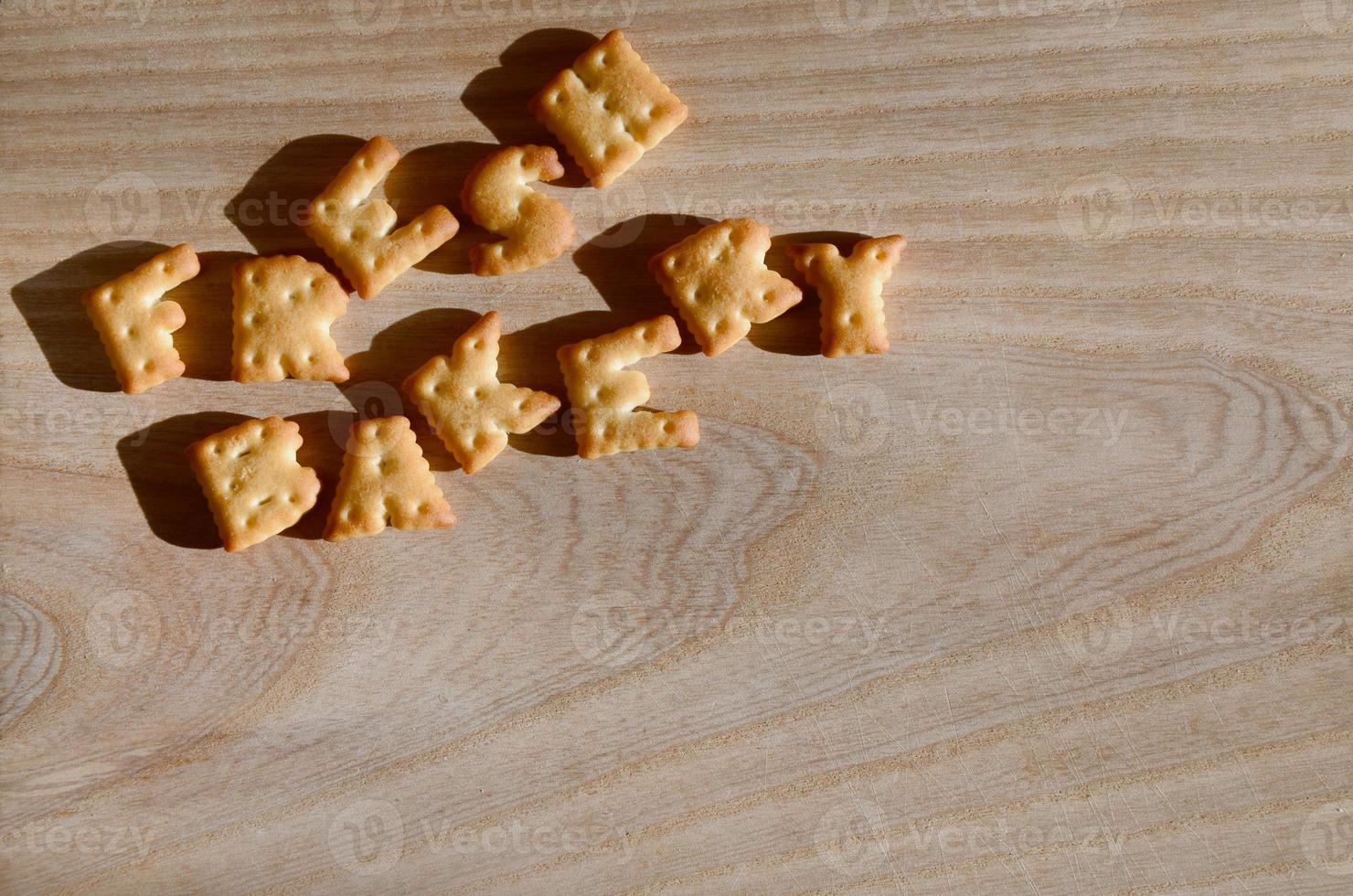 Fresh bakery. Heap of edible letters photo