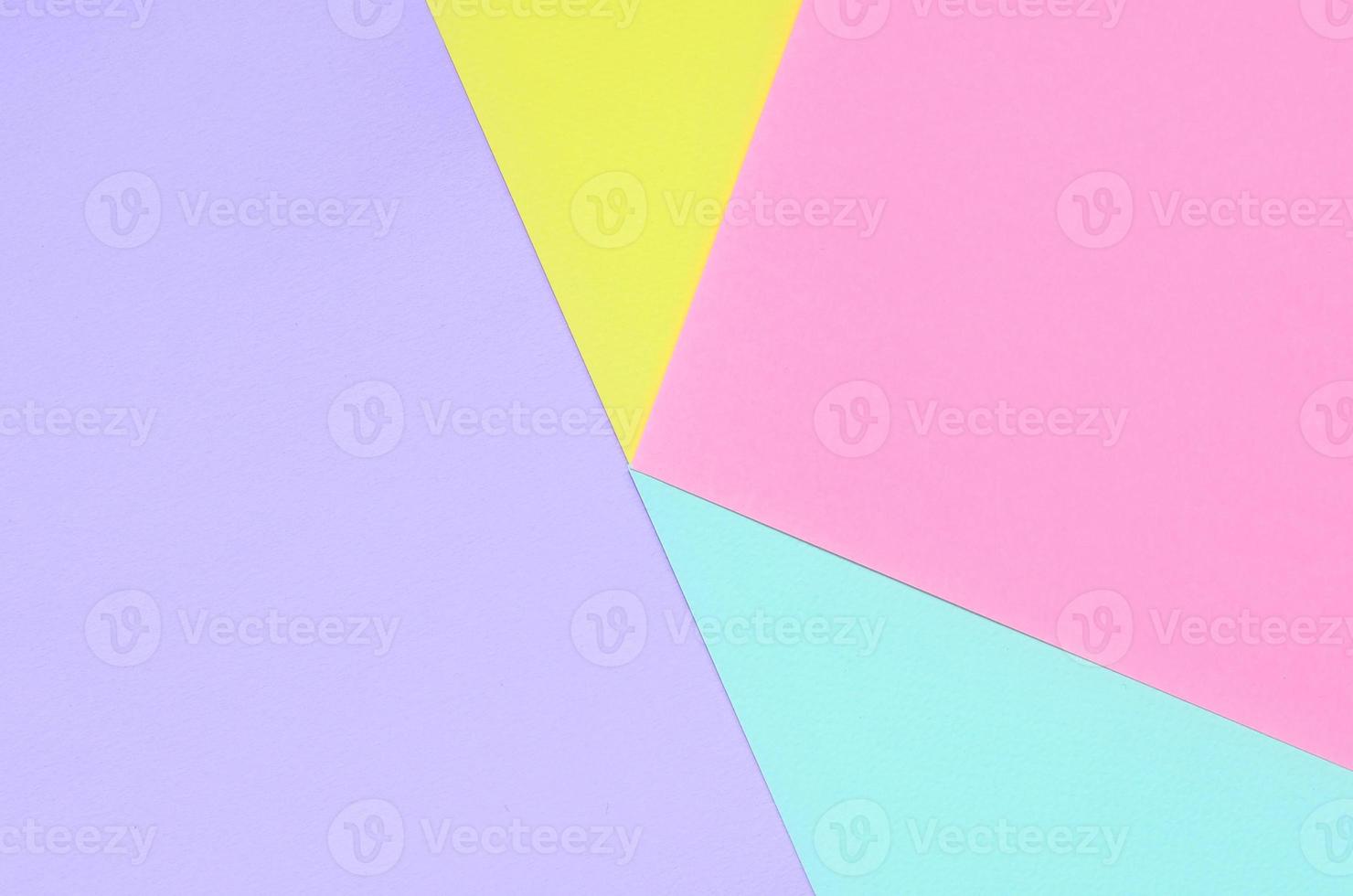Texture background of fashion pastel colors. Pink, violet, yellow and blue geometric pattern papers. minimal abstract photo