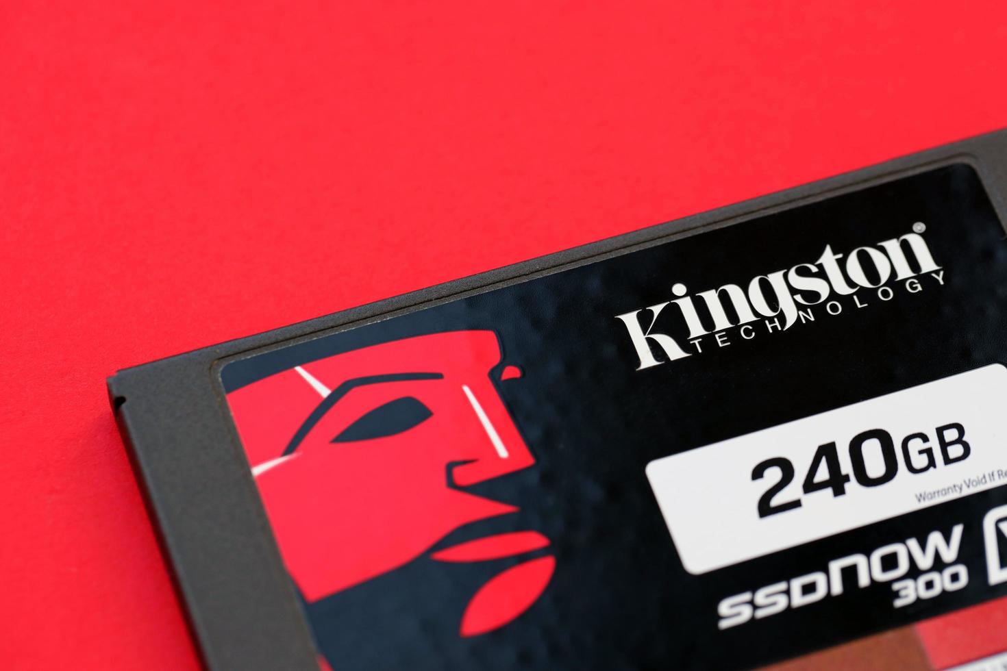 TERNOPIL, UKRAINE - JUNE 20, 2022 Kingston ssdNOW 300 SSD solid state drive storage 240gb assembled in Taiwan under the Kingston Technology Corporation photo