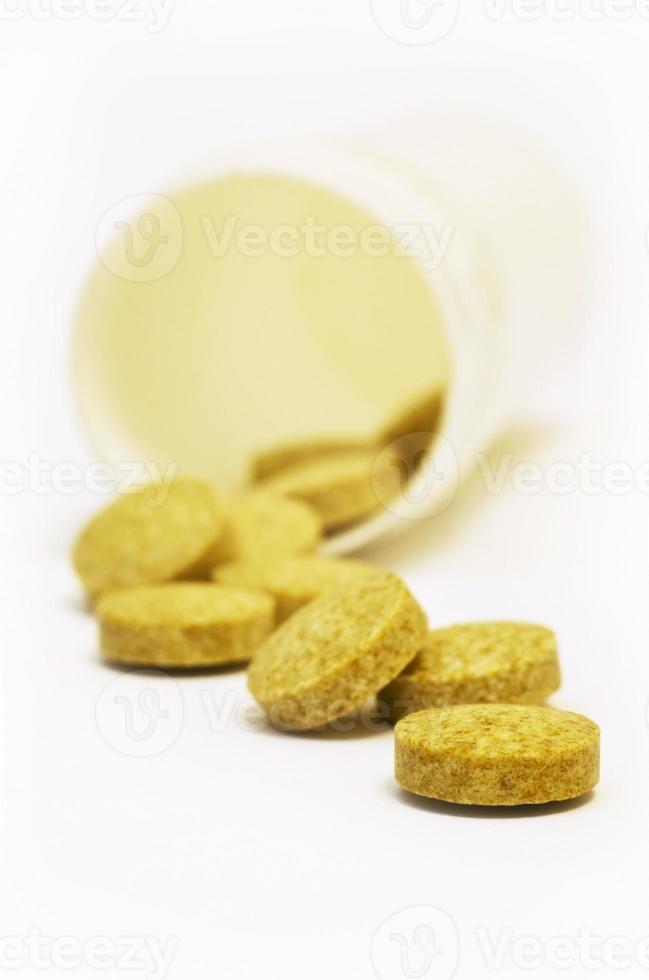 Yellow round pills photo