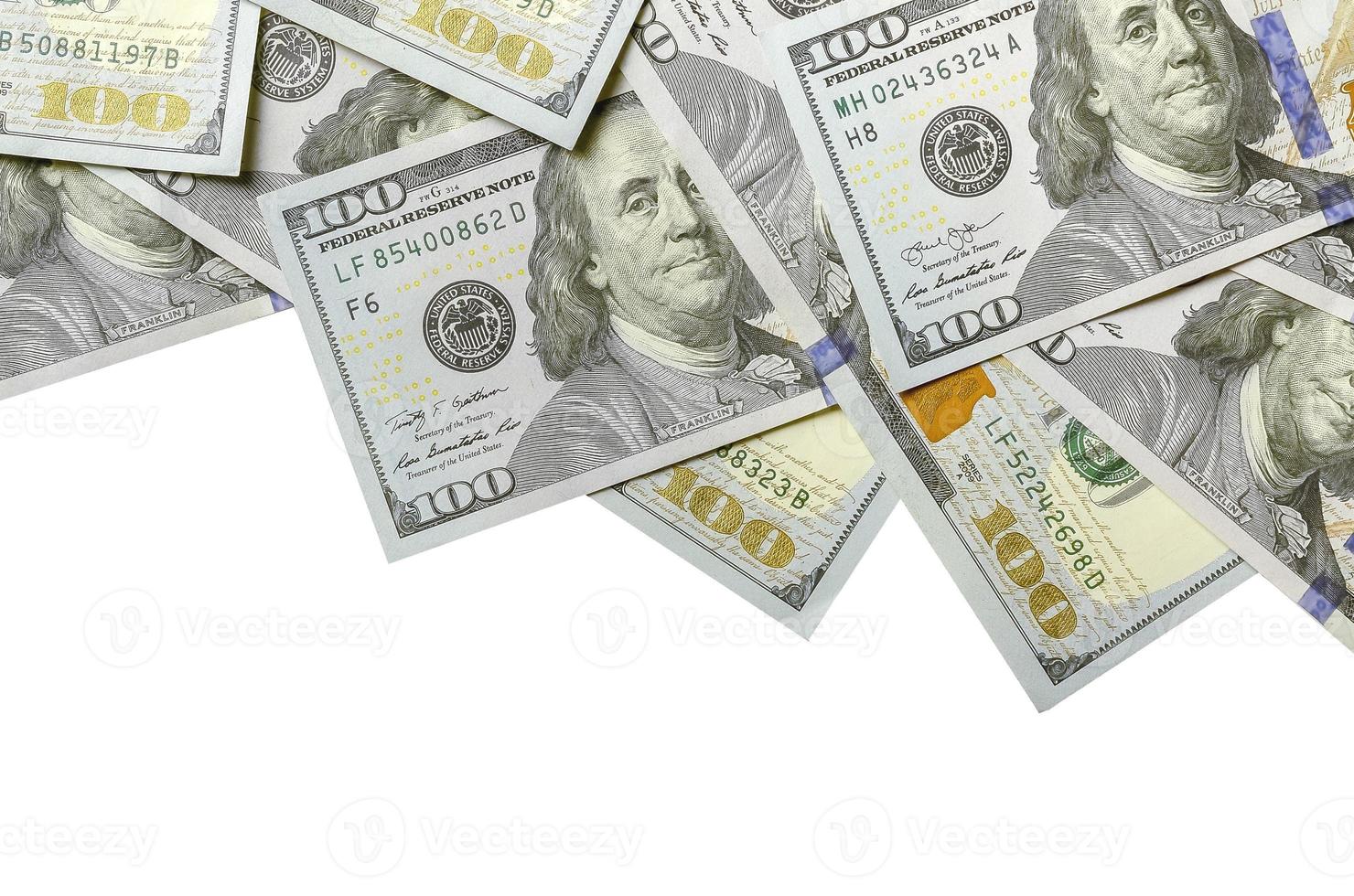 Dollar bills. American money isolated on white with copy space photo