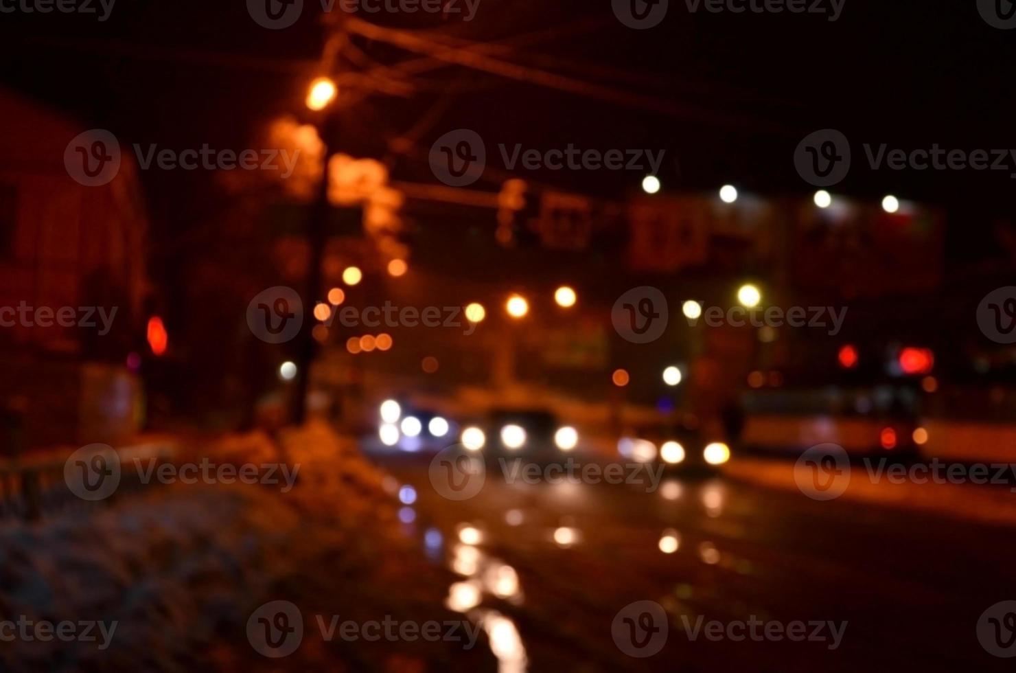 Blurred landscape of night city photo