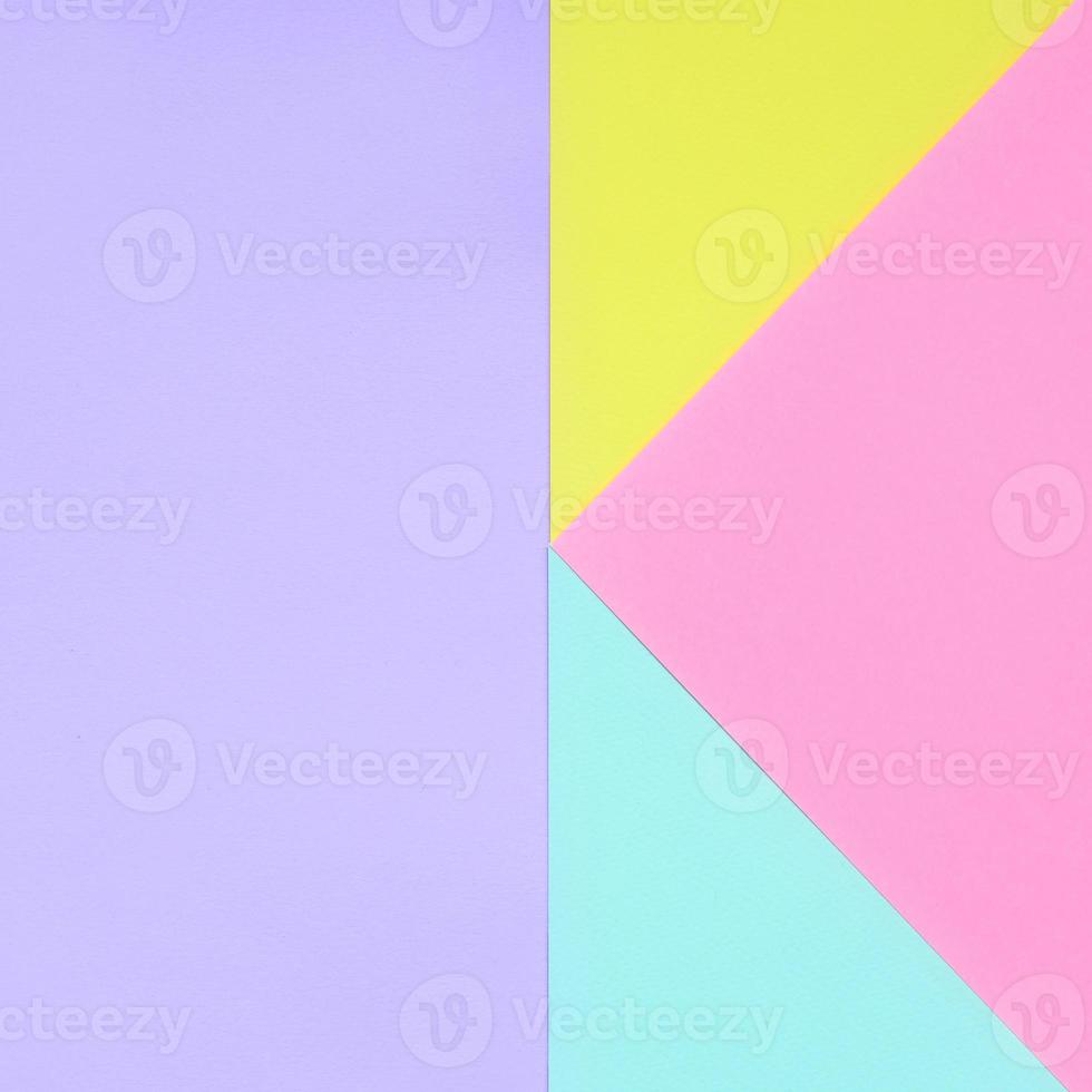 Texture background of fashion pastel colors. Pink, violet, yellow and blue geometric pattern papers. minimal abstract photo