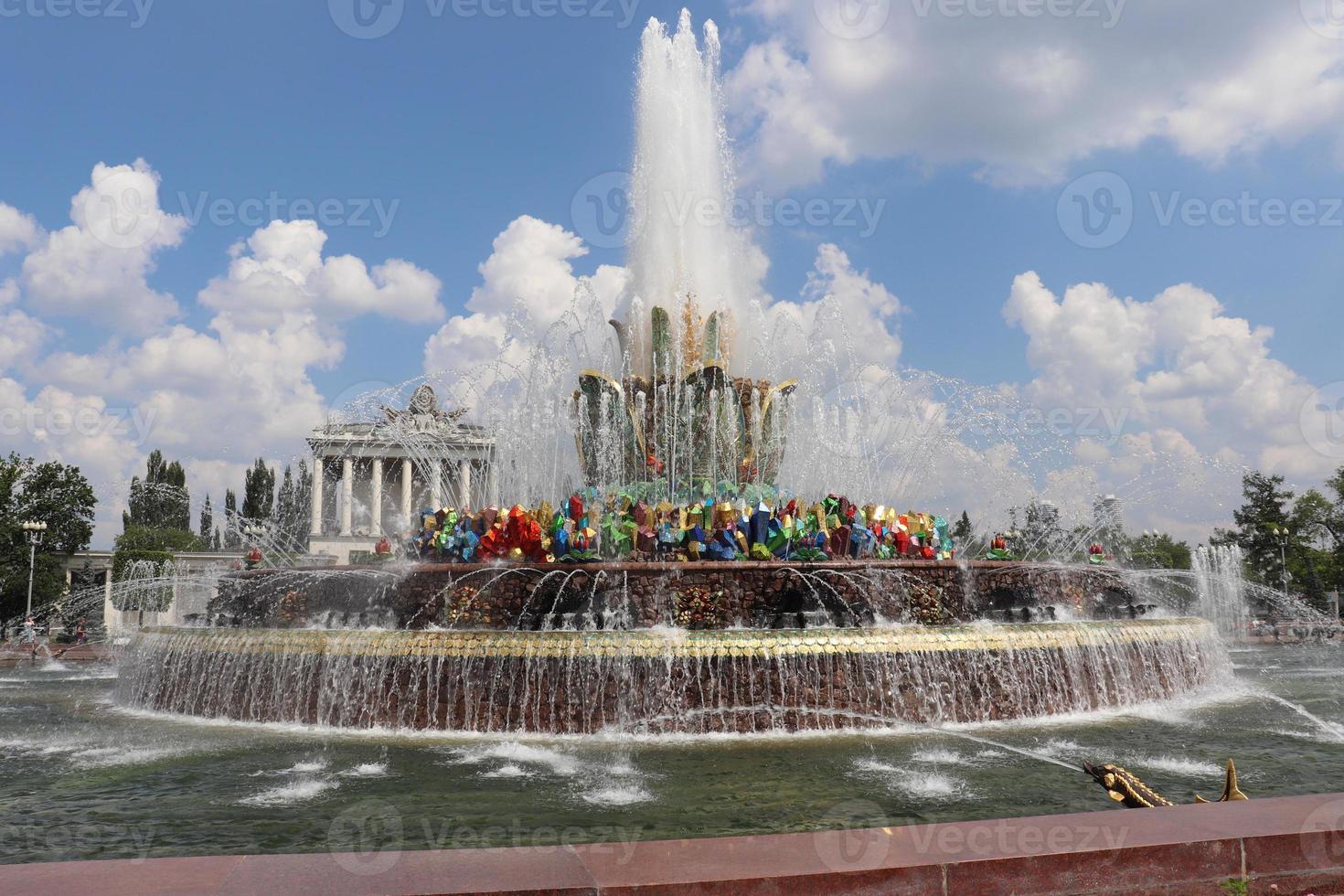 fountain stone flower in moscow photo