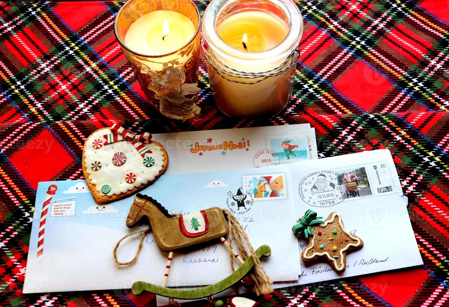 letters from Santa, Christmas candles and gingerbread photo