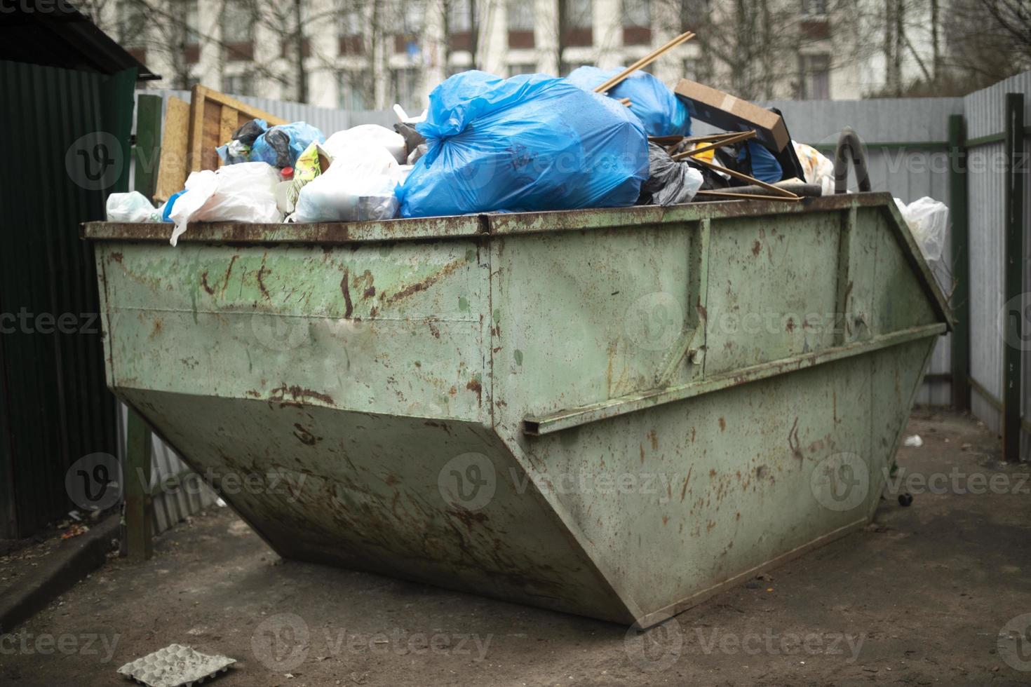 Garbage can. Waste container. City dump. photo