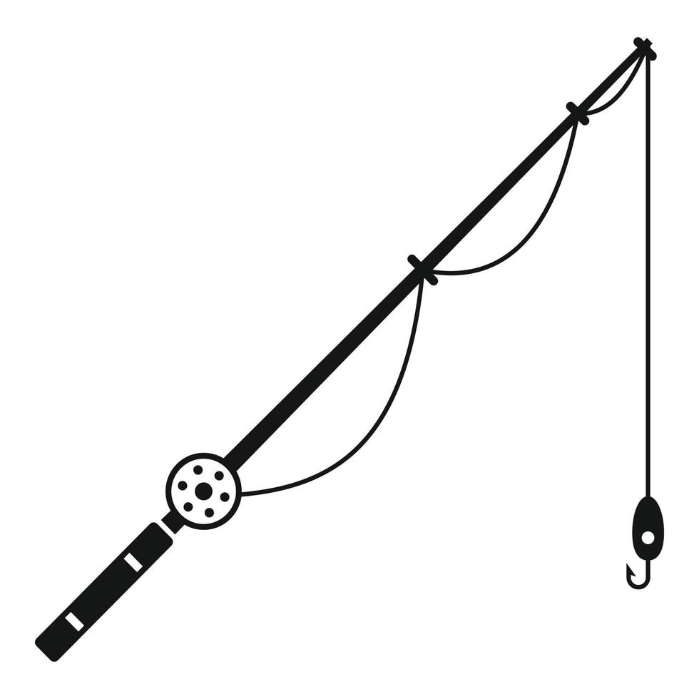 icono de instrumento de caña de pescar, estilo simple vector
