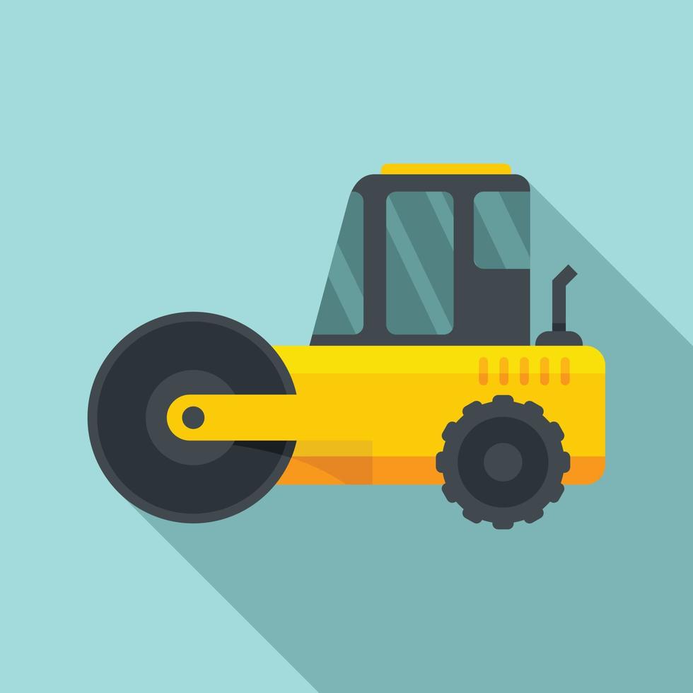 Heavy road roller icon, flat style vector