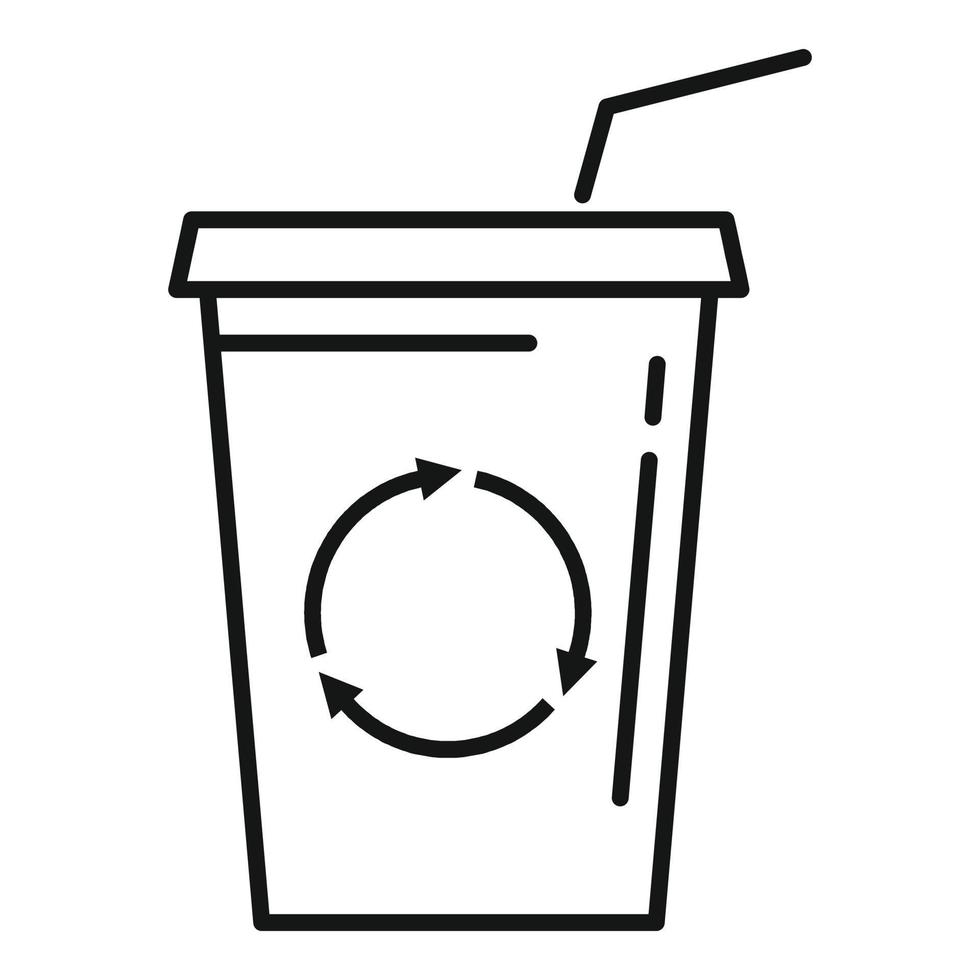 icono de vaso de plástico ecológico, estilo de esquema vector