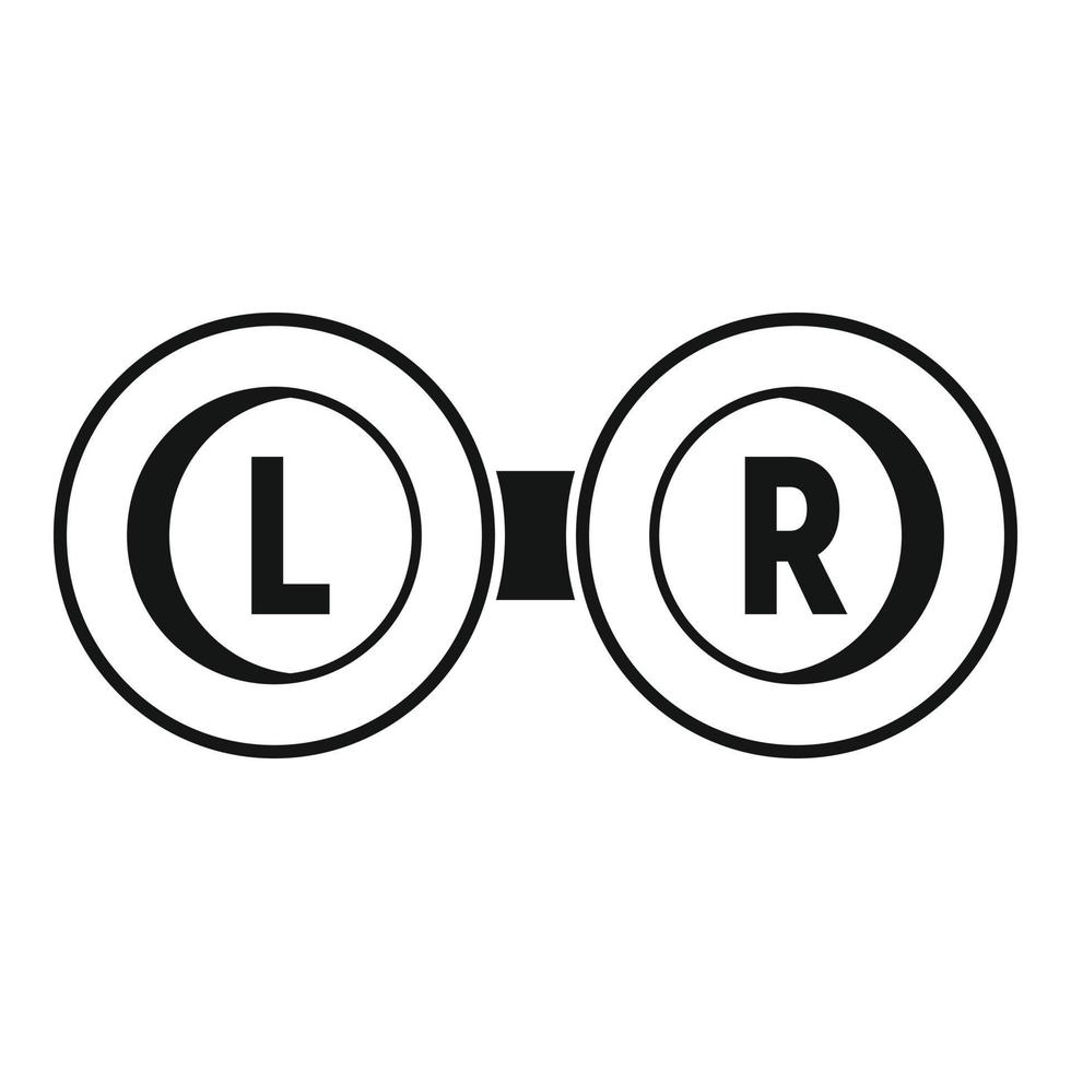 Eye lens boxes icon, simple style vector