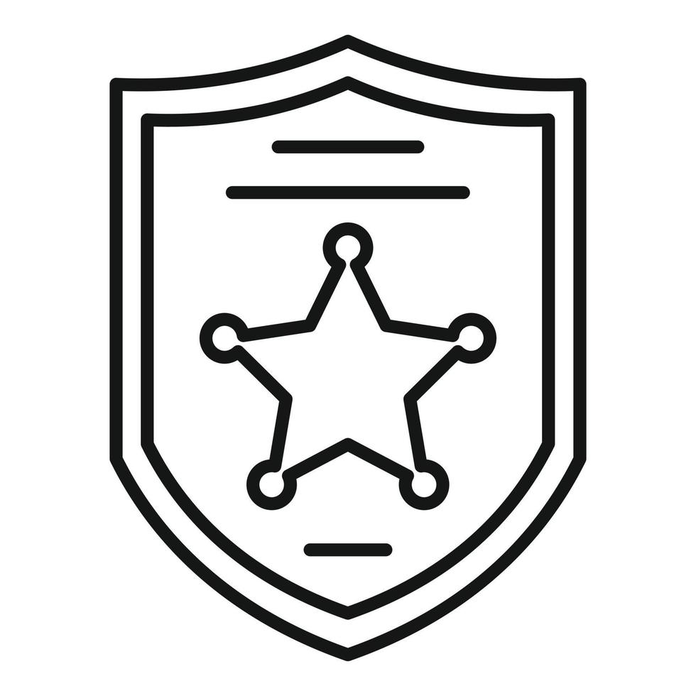 icono de escudo de policía investigador, estilo de esquema vector