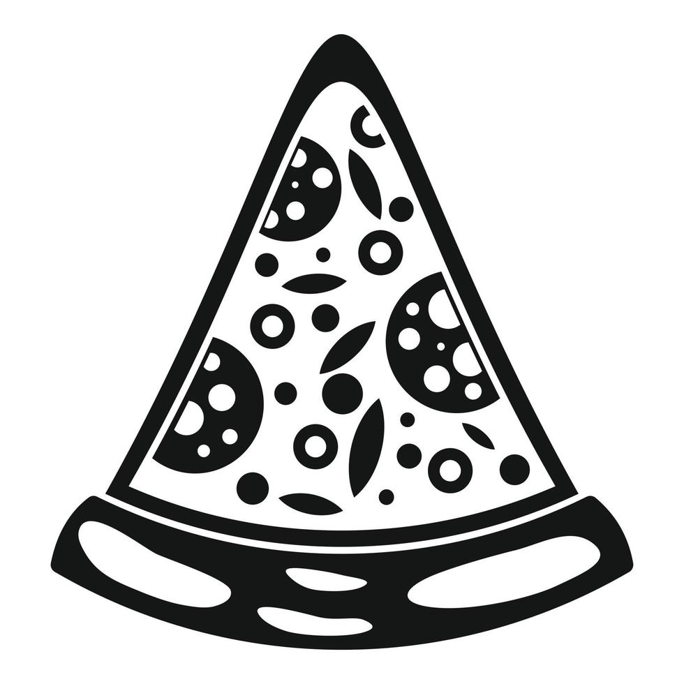 Pepperoni pizza slice icon, simple style vector