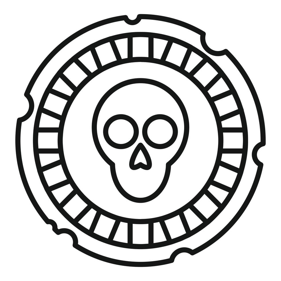 Mexican skull coin icon, outline style vector