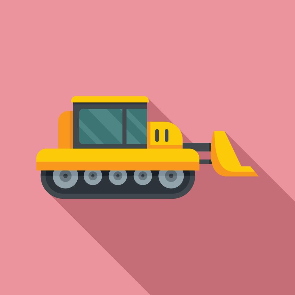 Bulldozer icon, flat style vector