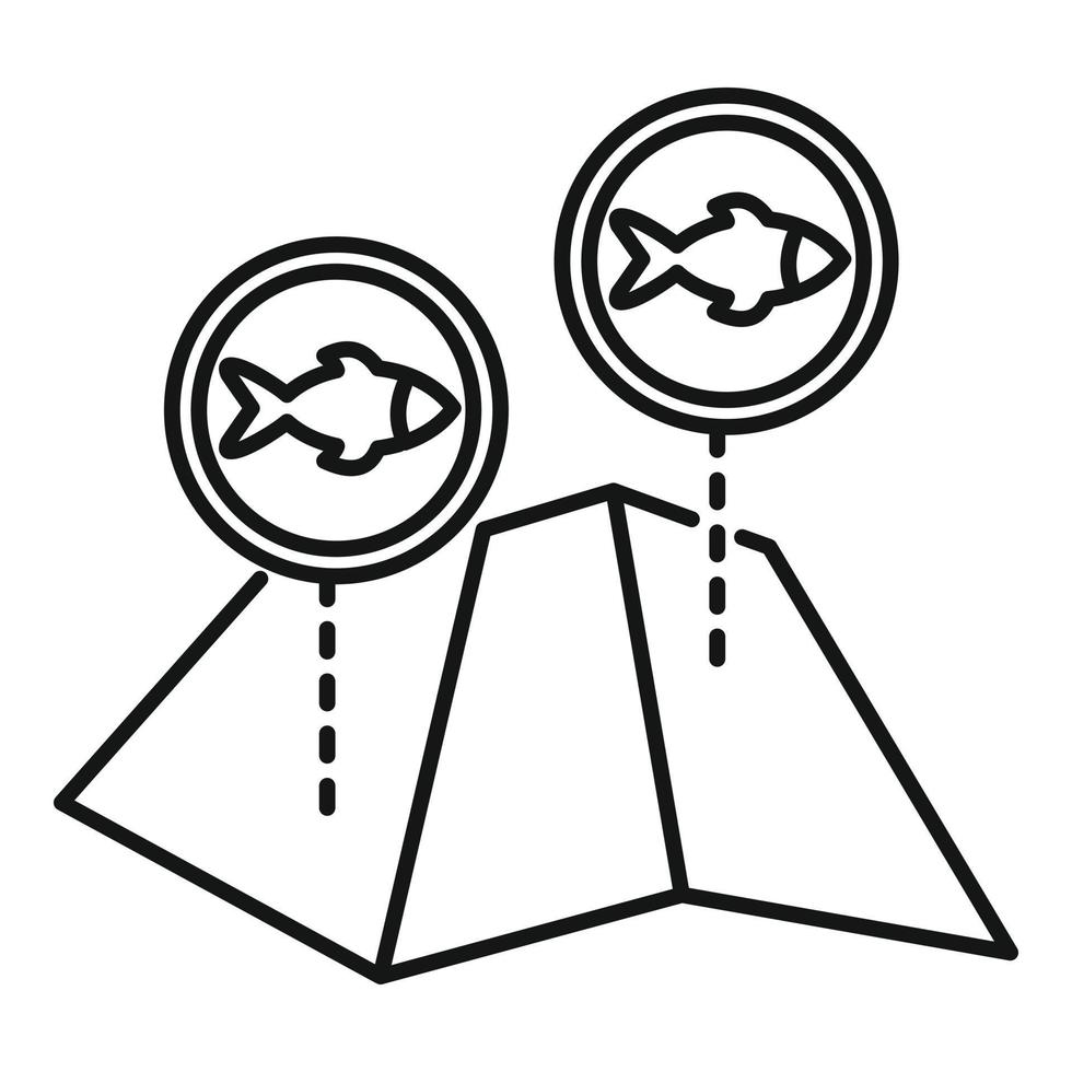 Map fish icon, outline style vector