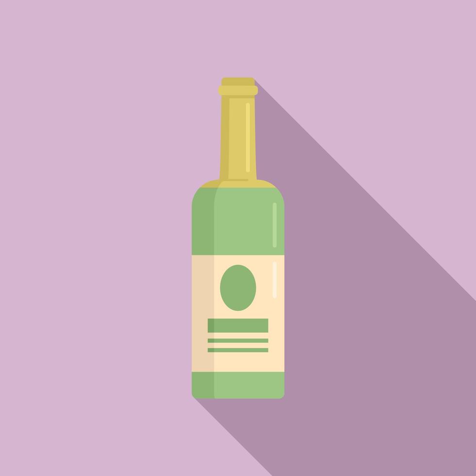 White wine bottle icon, flat style vector