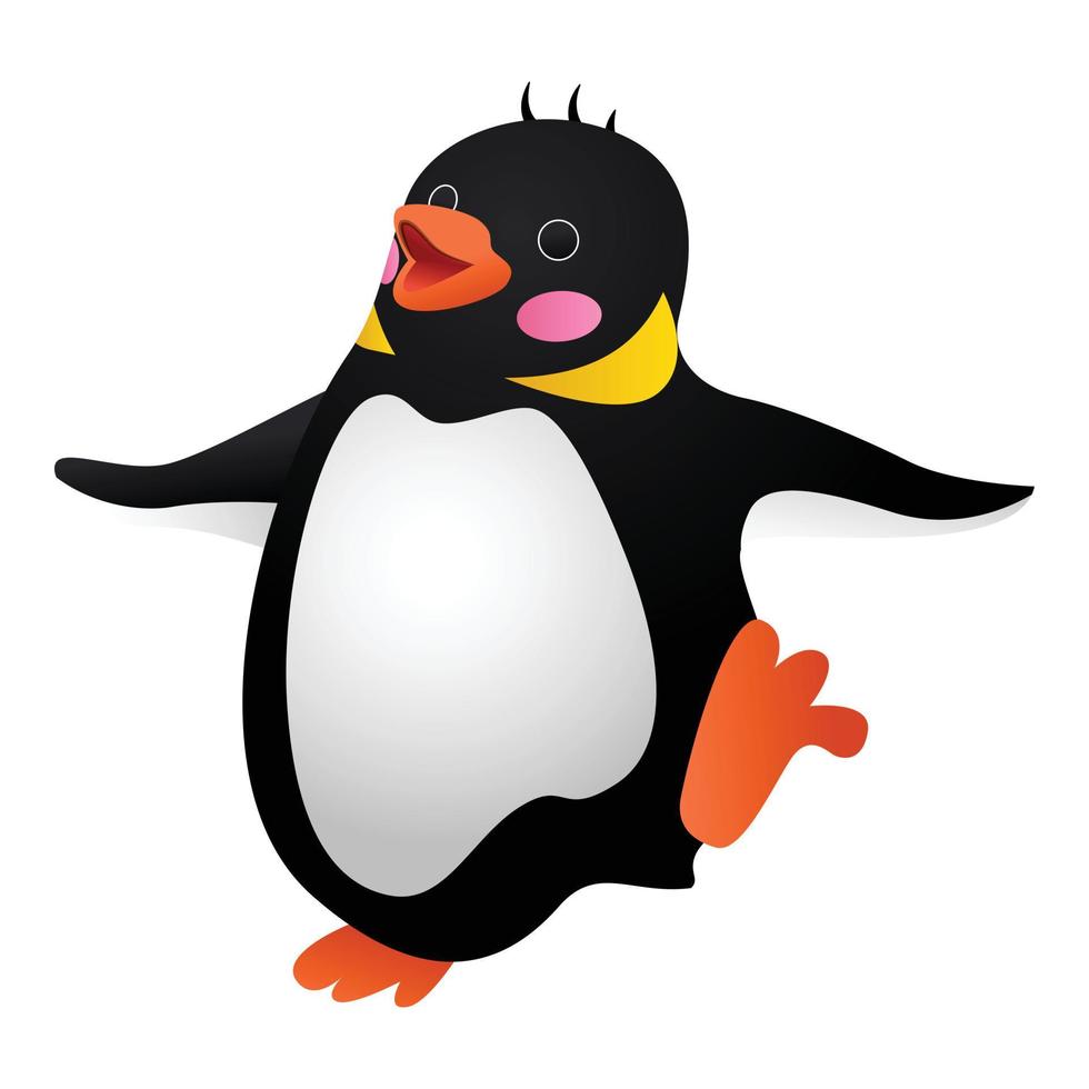 Dancing penguin icon, cartoon style vector