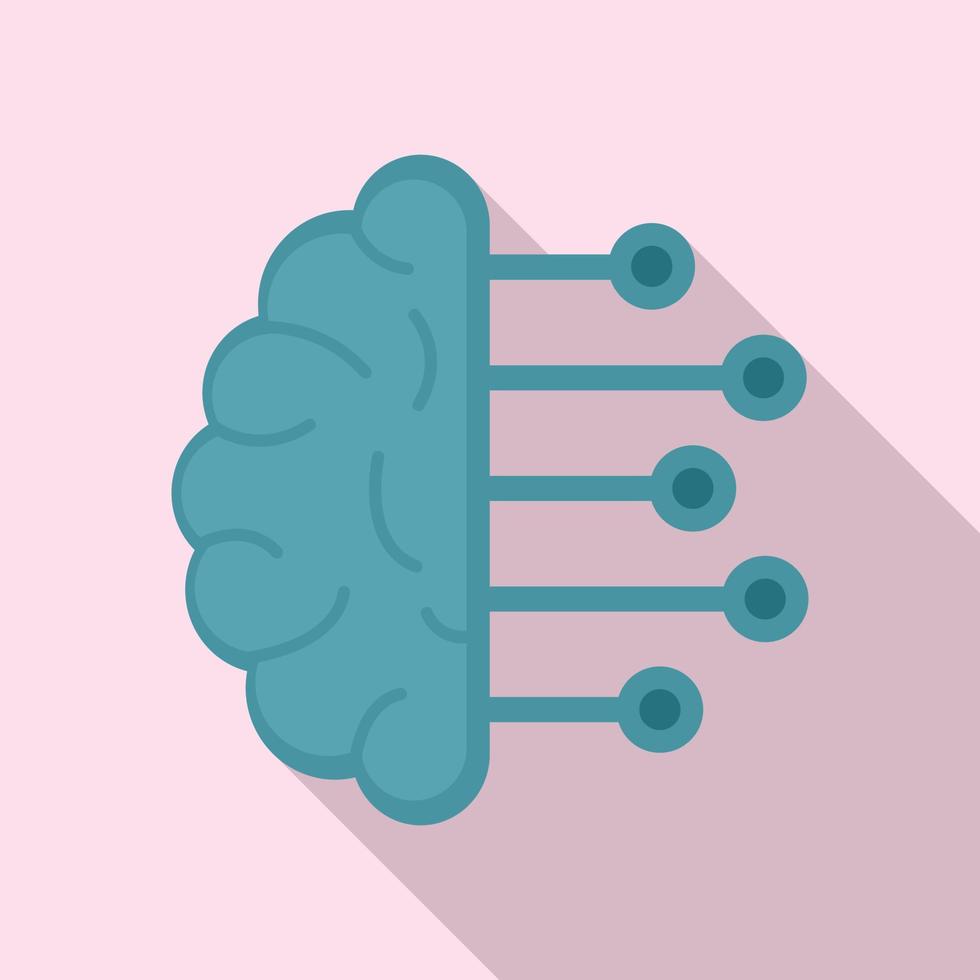 Smart brain analysis icon, flat style vector