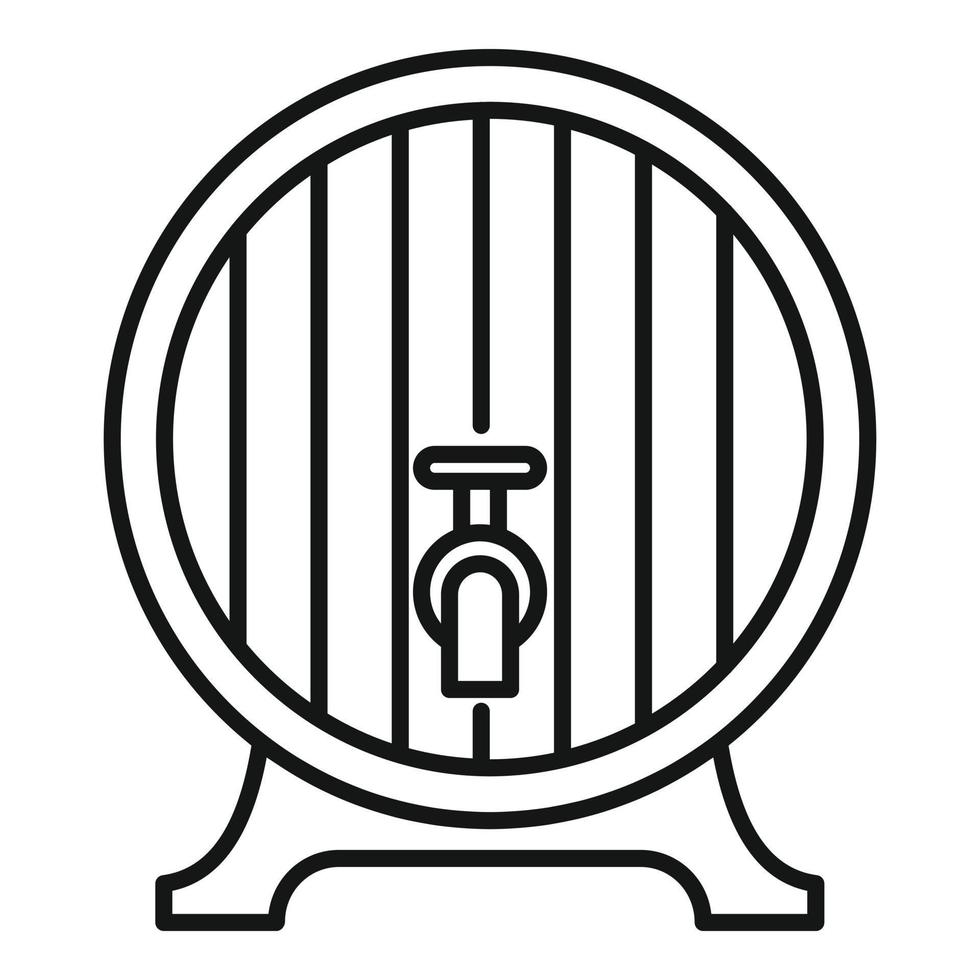 Wood wine tap barrel icon, outline style vector