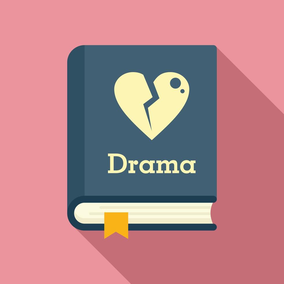 Drama literary genre book icon, flat style vector