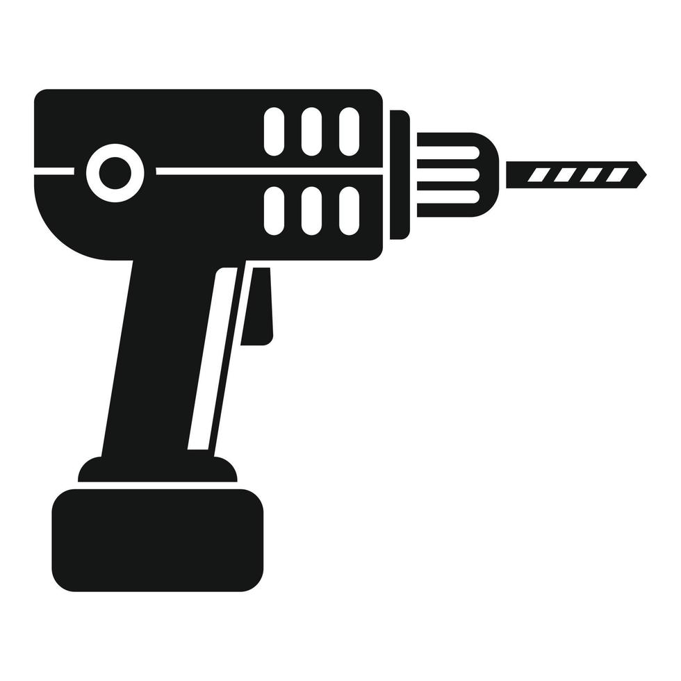 Electric drill icon, simple style vector