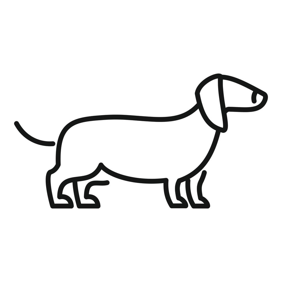 icono de perro largo, estilo de contorno vector