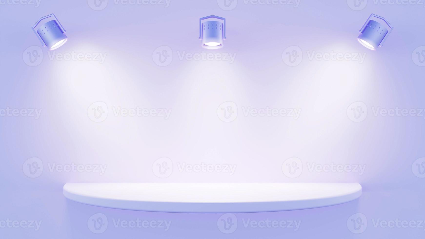 Mockup purple studio abstract podium for product presentation 3d background rendering photo