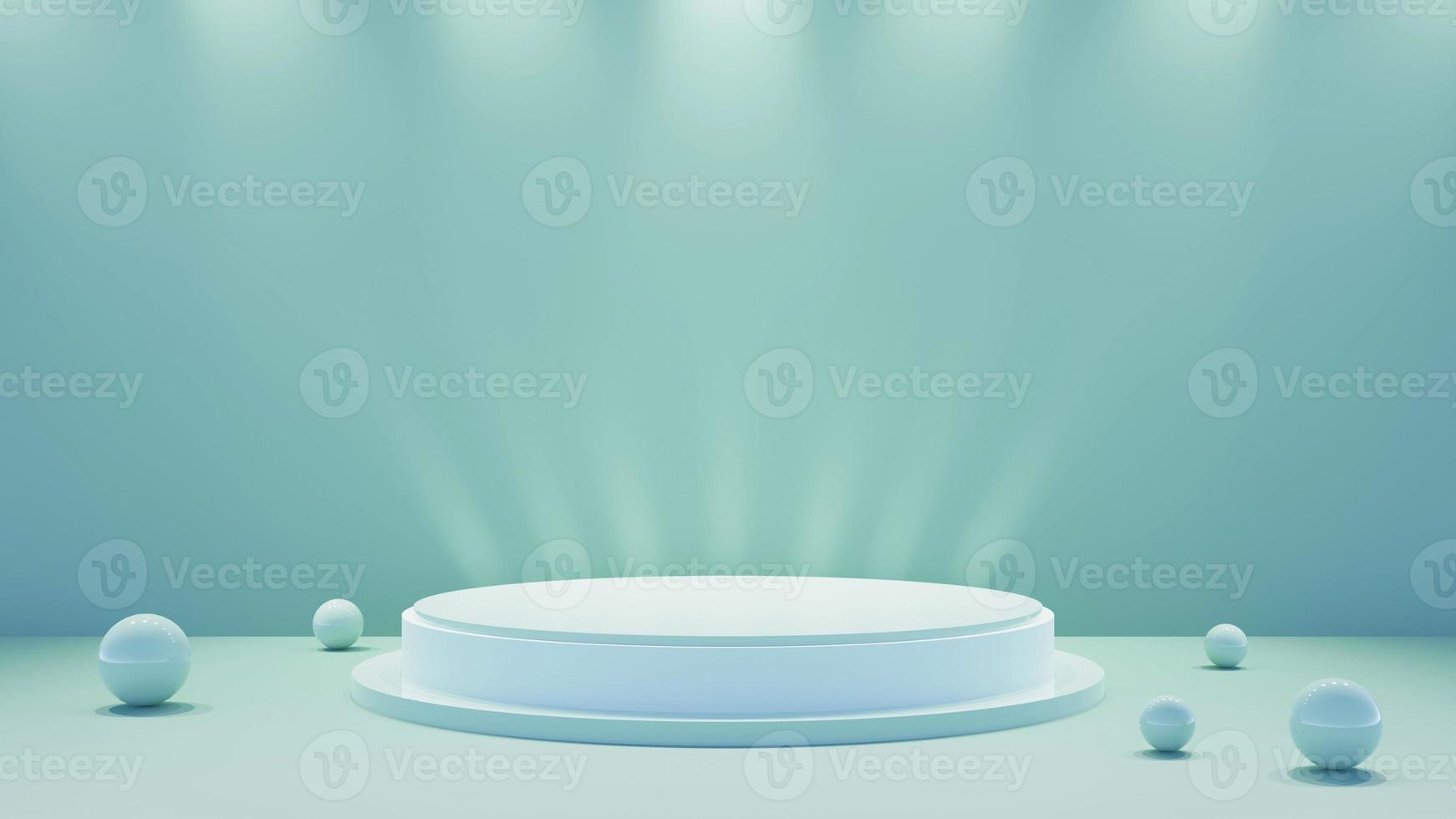 Mockup light green abstract podium stage for product presentation 3d background rendering photo