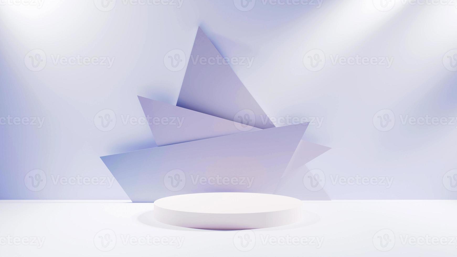 Purple 3d podium with spotlights for product display and showcase photo