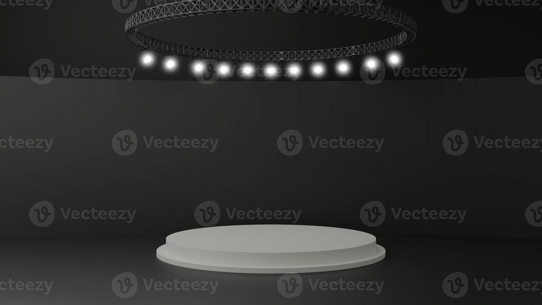 Mockup dark studio abstract podium for product presentation 3d background rendering with spotlights photo