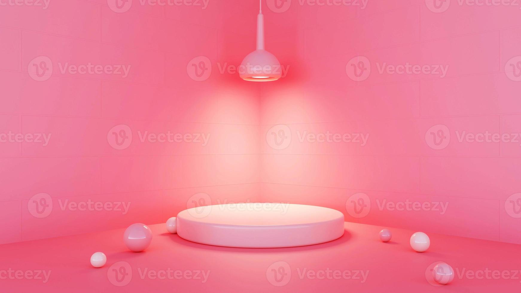 Pink product podium with a Lamp for 3d product display and showcase photo