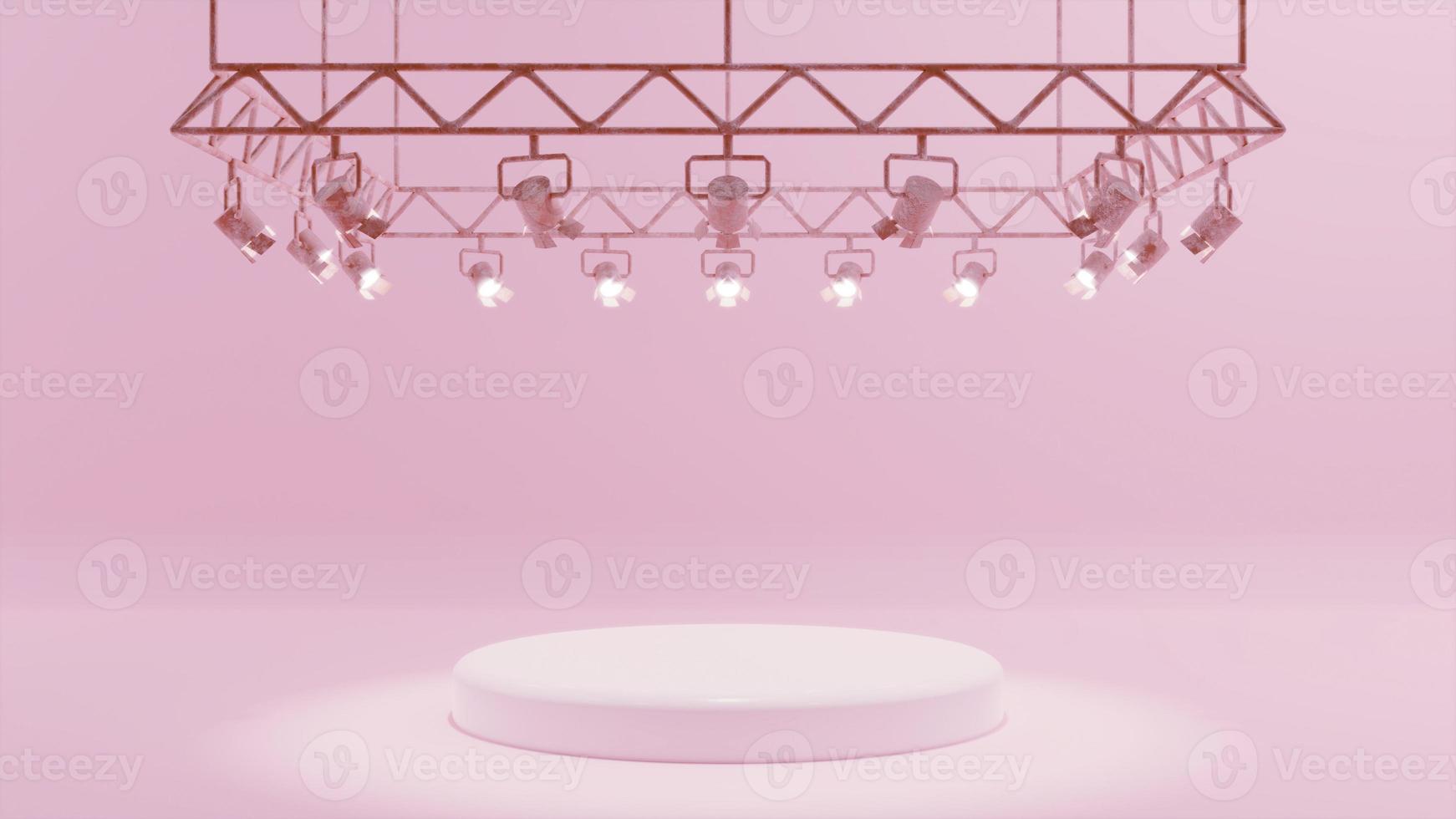 Pink 3d podium Background with studio spotlights for product display and showcase photo
