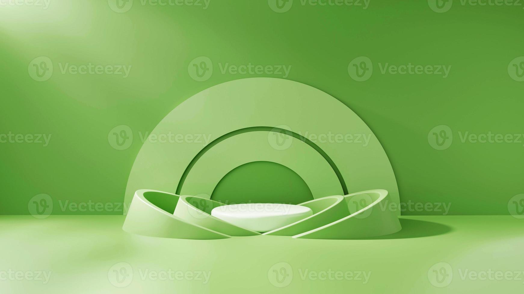 green product podium with IES Lights for 3d product display and showcase photo