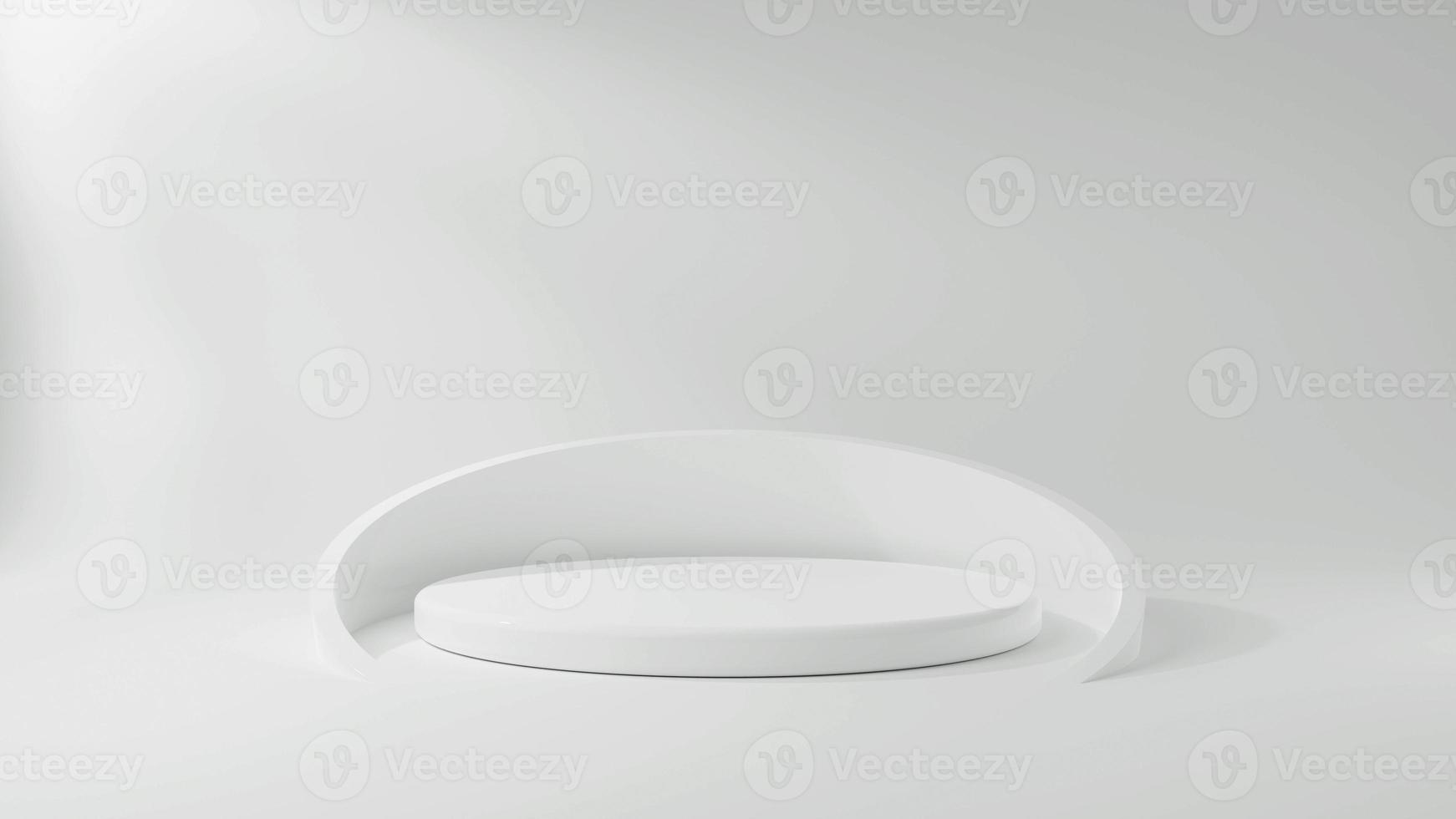 Mockup white abstract podium stage for product presentation 3d background rendering photo