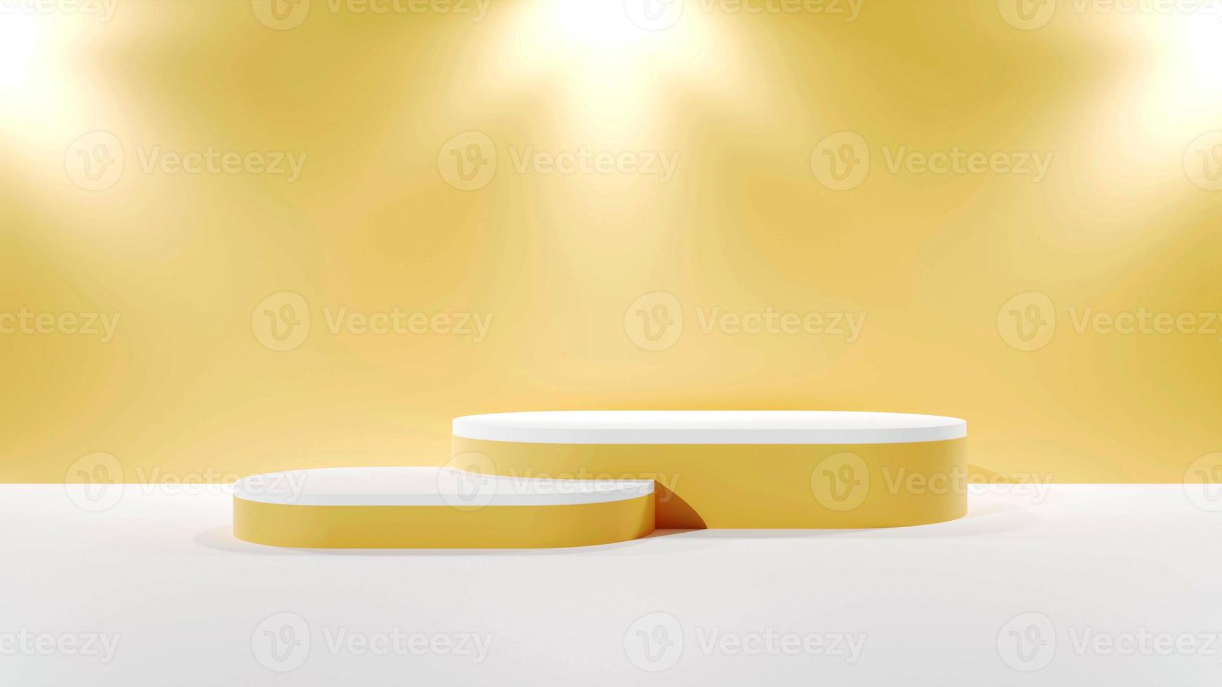 Mockup orange abstract podium stage for product presentation 3d background rendering photo